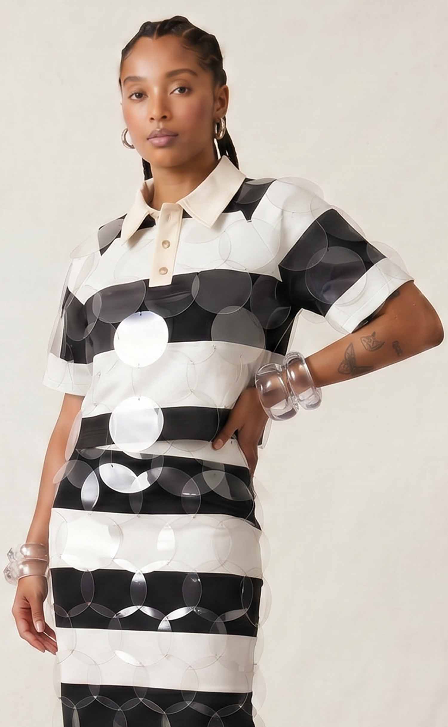 Black and White Striped Bubbles Rugby