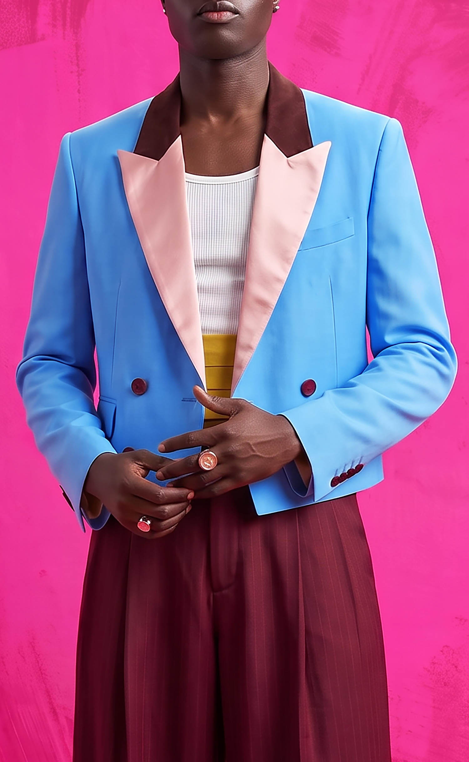 Clear Day Color-Block Cropped Blazer