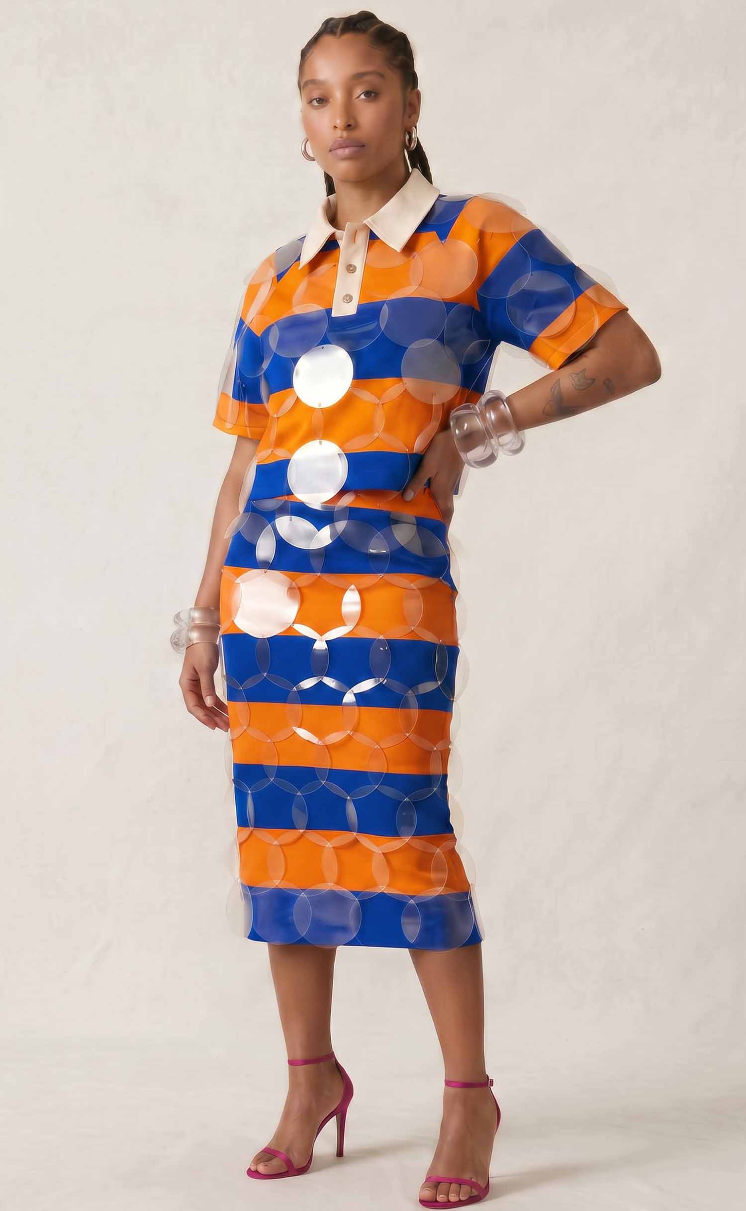 Royal Blue and Orange Striped Bubbles Rugby