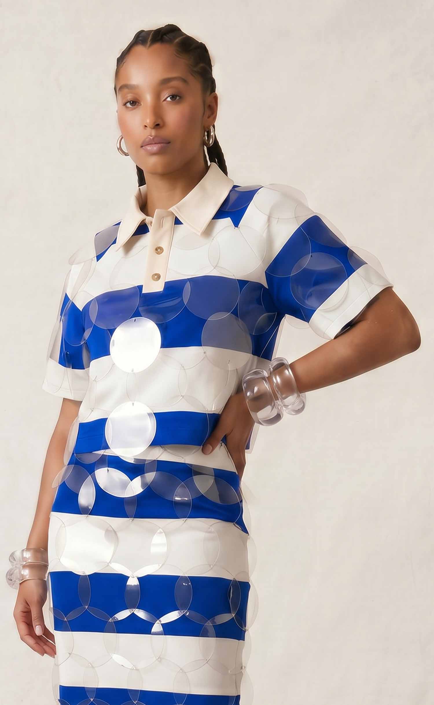 Royal Blue and White Striped Bubbles Rugby