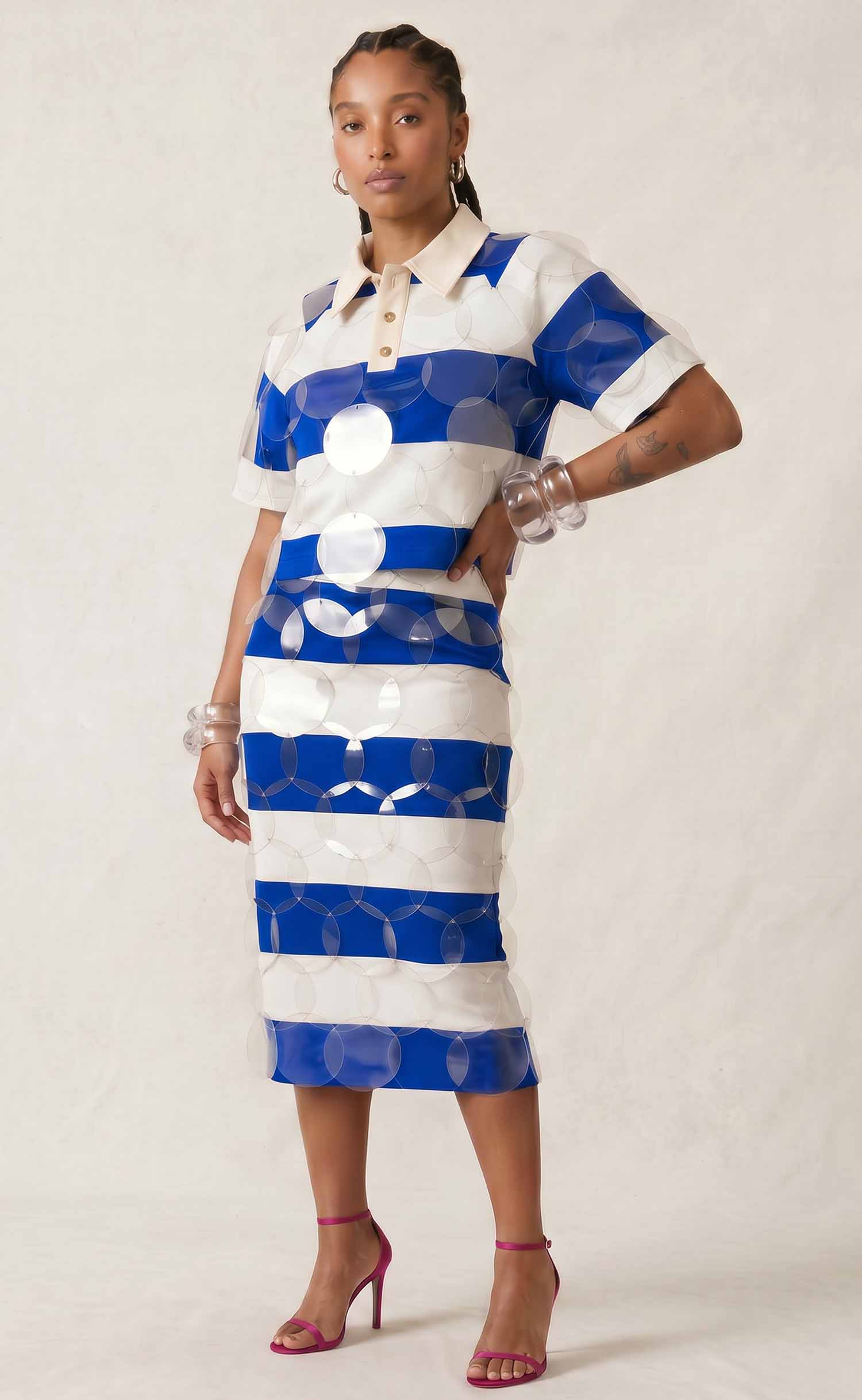 Royal Blue and White Striped Bubbles Rugby