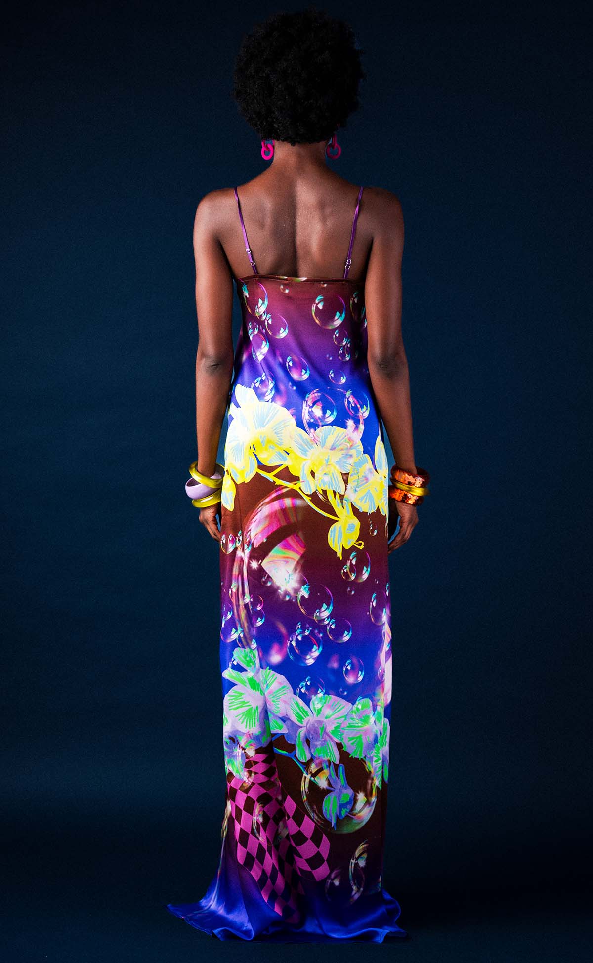 Chocolate Bubble Slit Maxi Slip Dress