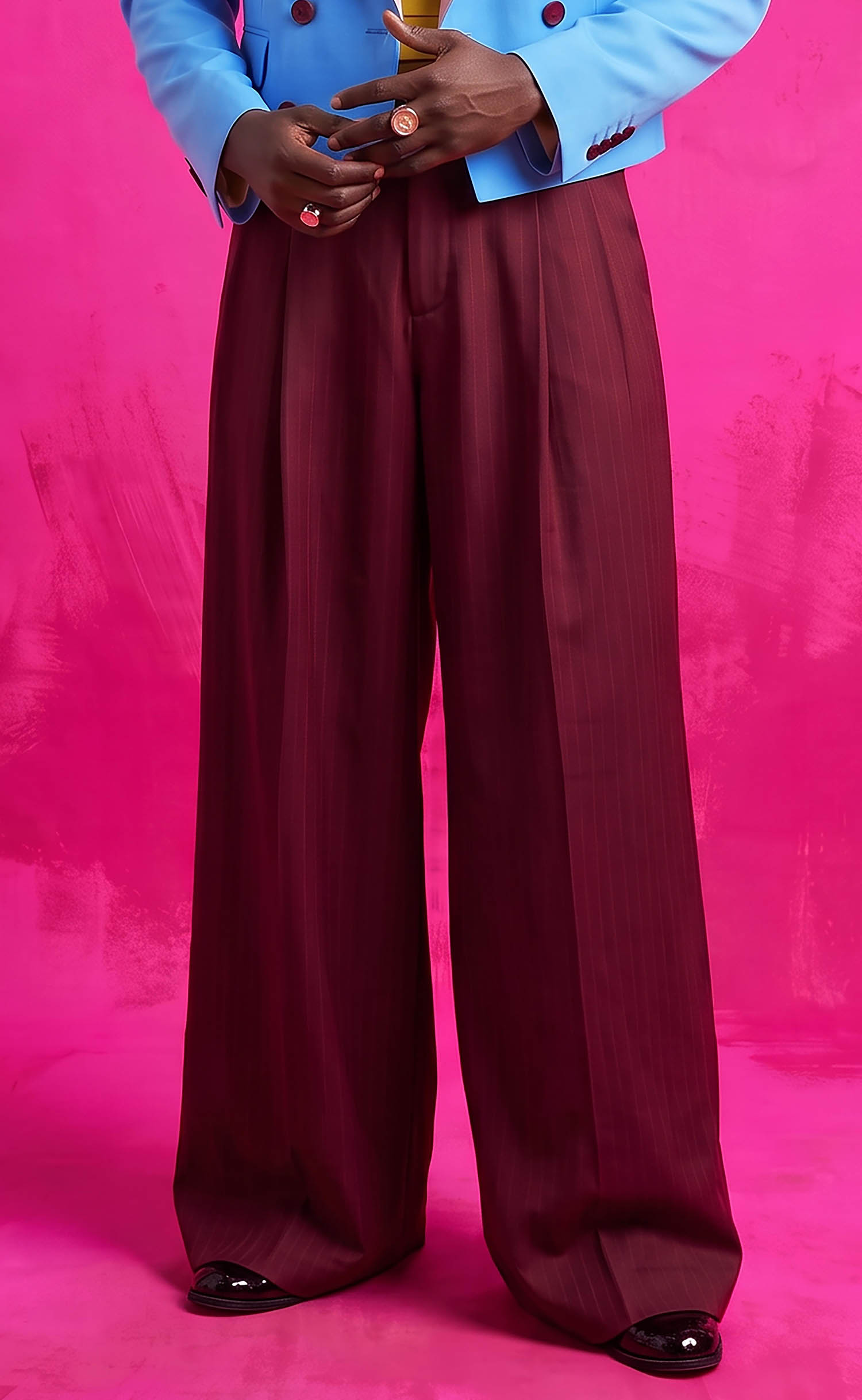 Maroon High Waist Wide Leg Pant