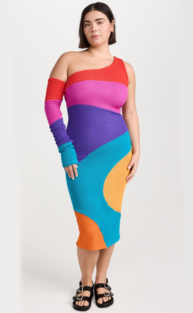 Color Burst Popcorn Knit Dress