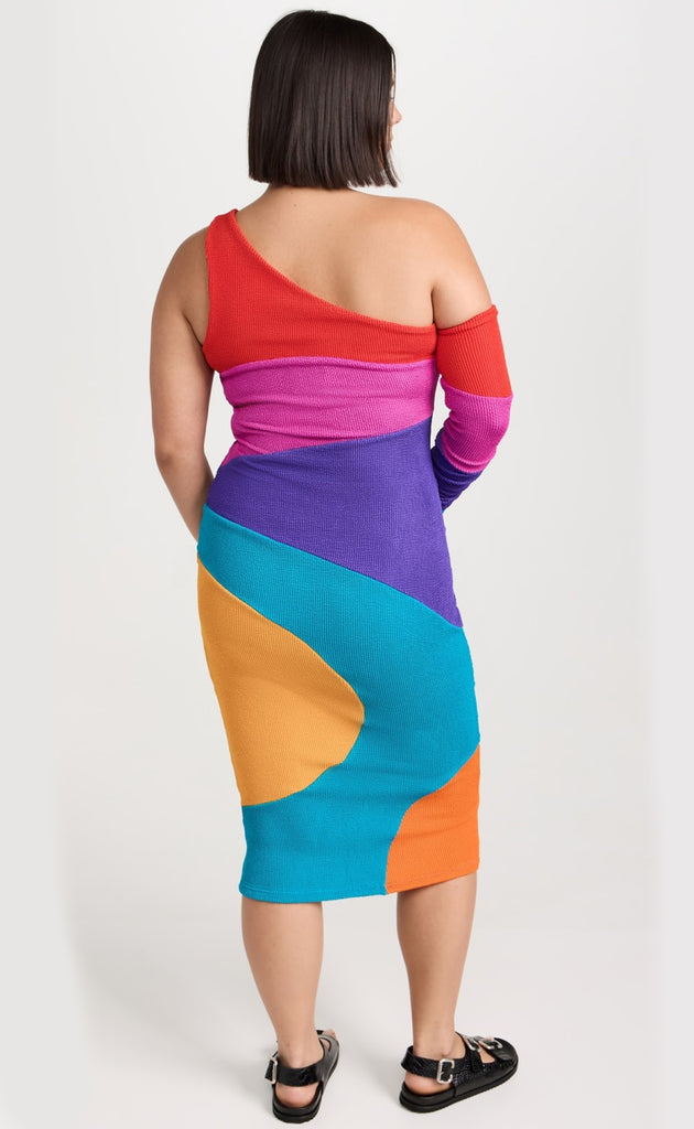 Color Burst Popcorn Knit Dress