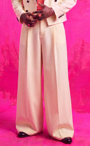 Ivory High Waist Wide Leg Pant