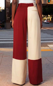 Crimson and Cream Wide Leg Trouser