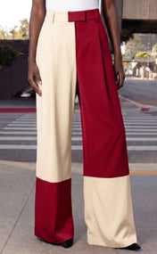 Crimson and Cream Wide Leg Trouser