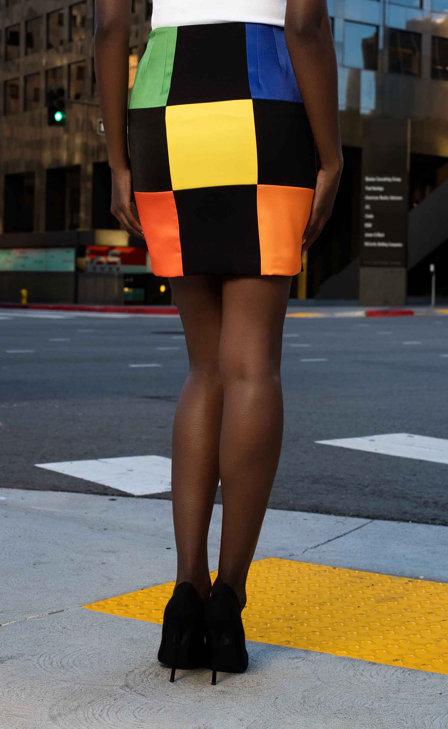 Color Full Check Power Skirt