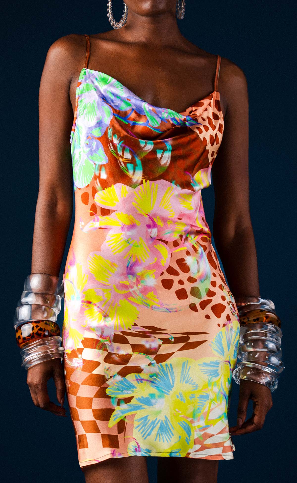Sherbet Fantasy Cowl Neck Mini Slip Dress