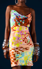 Sherbet Fantasy Cowl Neck Mini Slip Dress