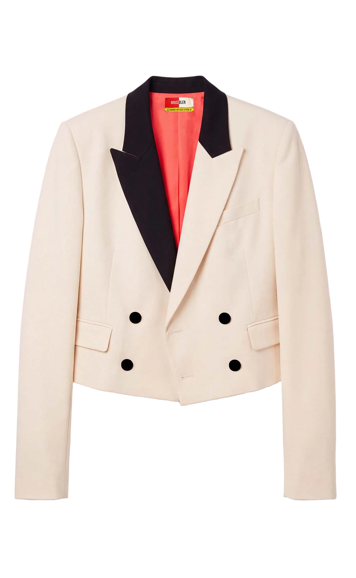 Ivory Color-Block Cropped Blazer