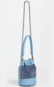 Blue Denim and Crystal Bucket Bag