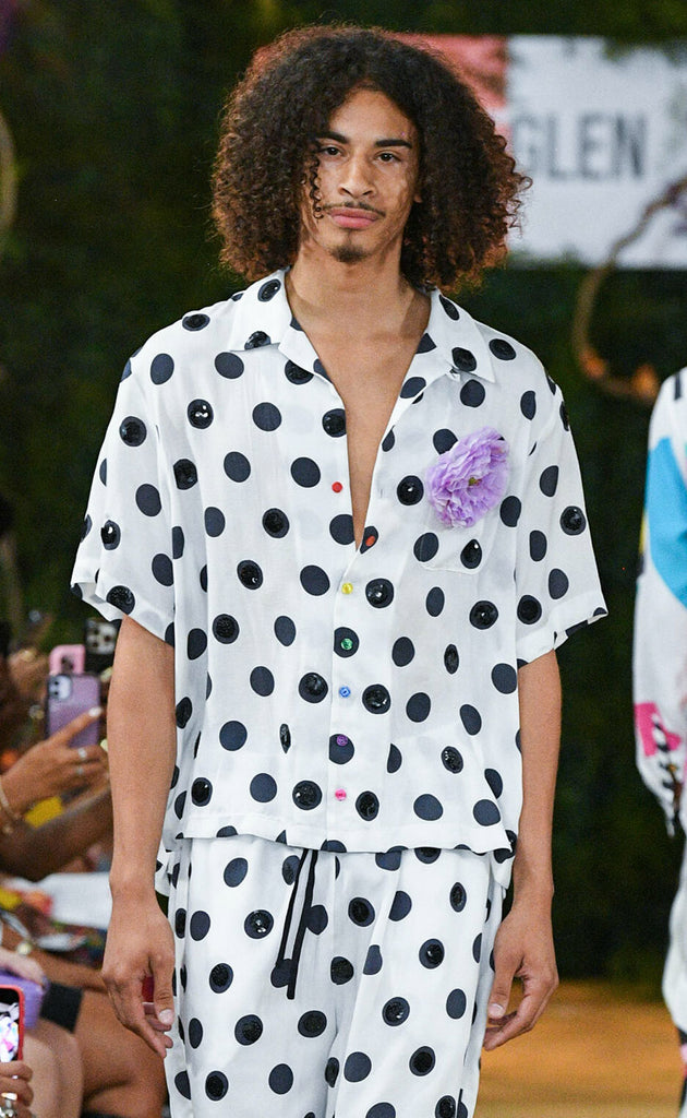 Genderless Dot Cropped Camp Shirt
