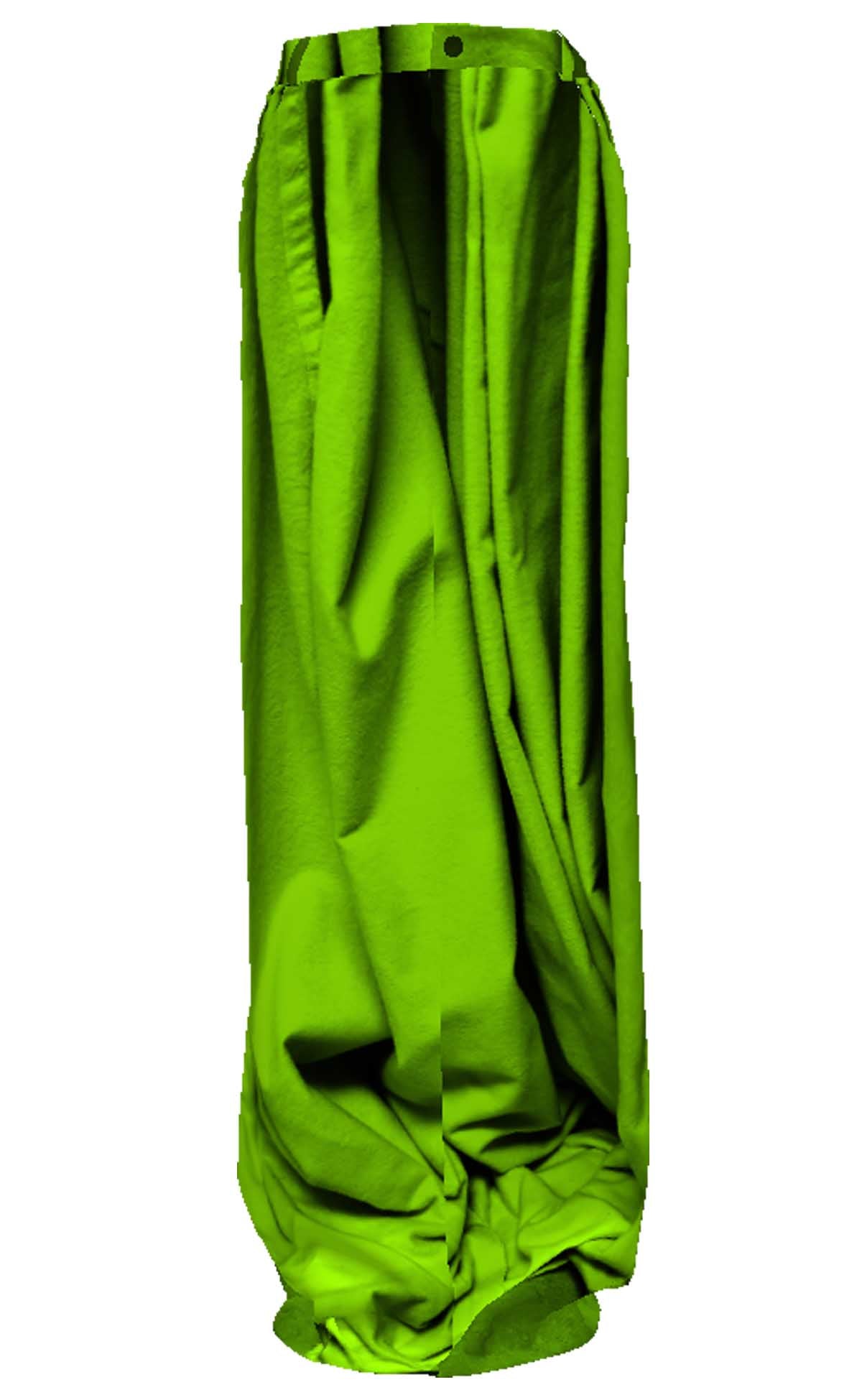 Green Column Denim High Waist Maxi Skirt