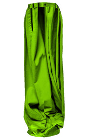 Green Column Denim High Waist Maxi Skirt