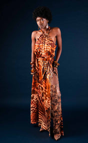 Wild Animal Halter Maxi Dress