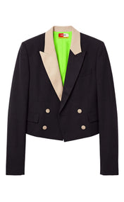 Ebony Color-Block Cropped Blazer