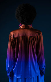 Fig Silk Ombré Bow Blouse