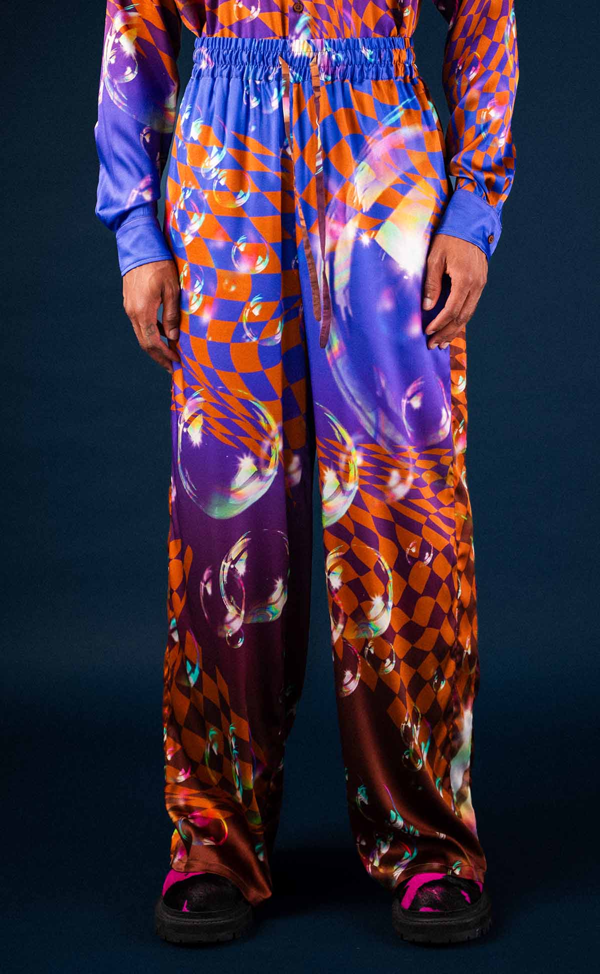 Fig Bubble Silk Drawstring Pant