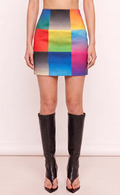 Rainbow Gradient Check Power Skirt