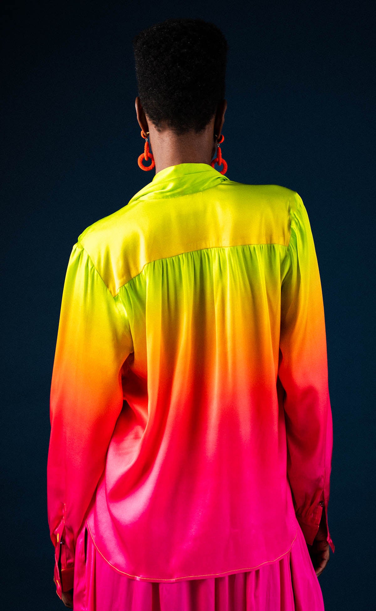 Sunset Silk Ombré Bow Blouse