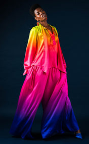 Sunset Silk Ombré Bow Blouse