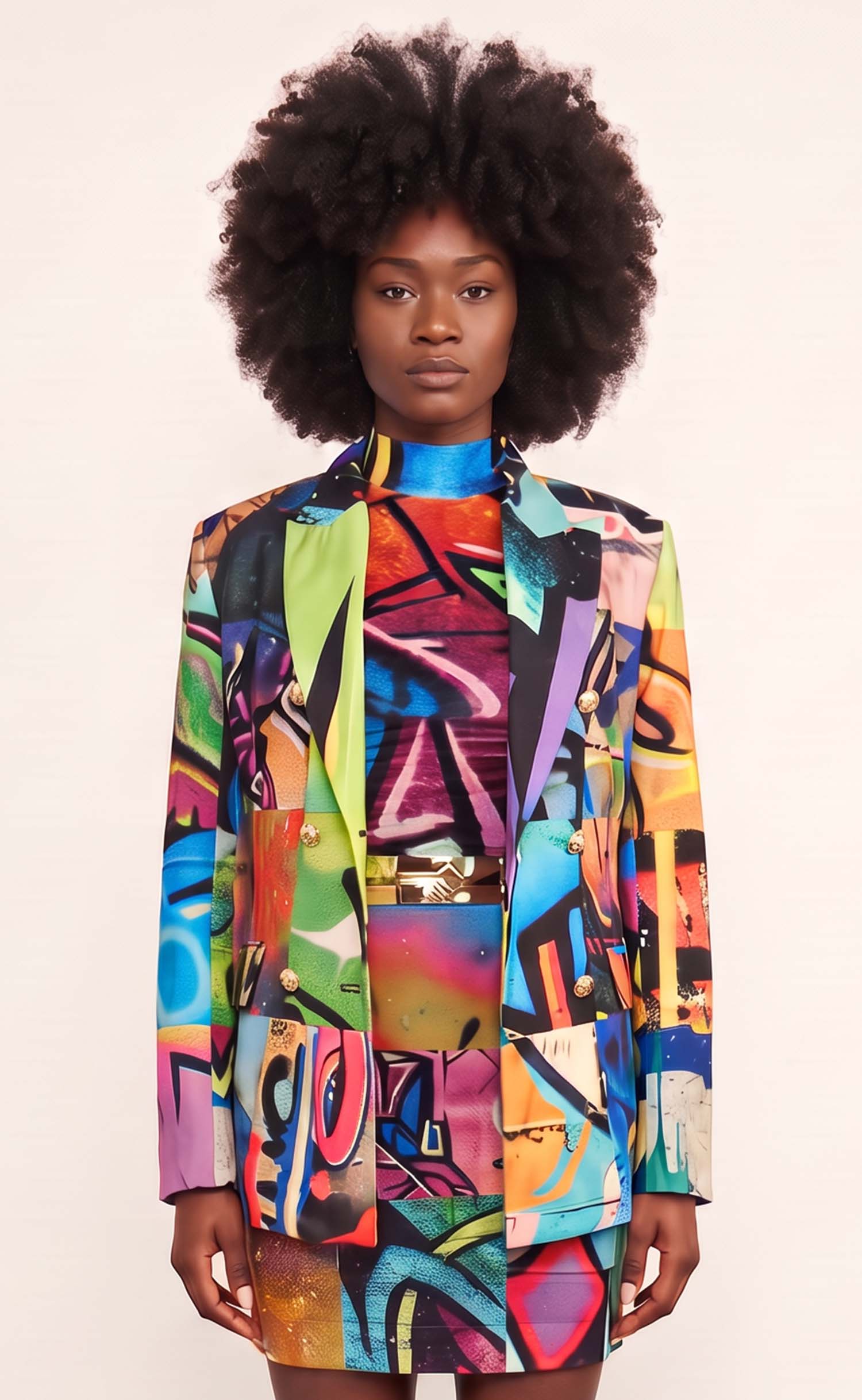 Grafitti Double-Breasted Power Check Blazer
