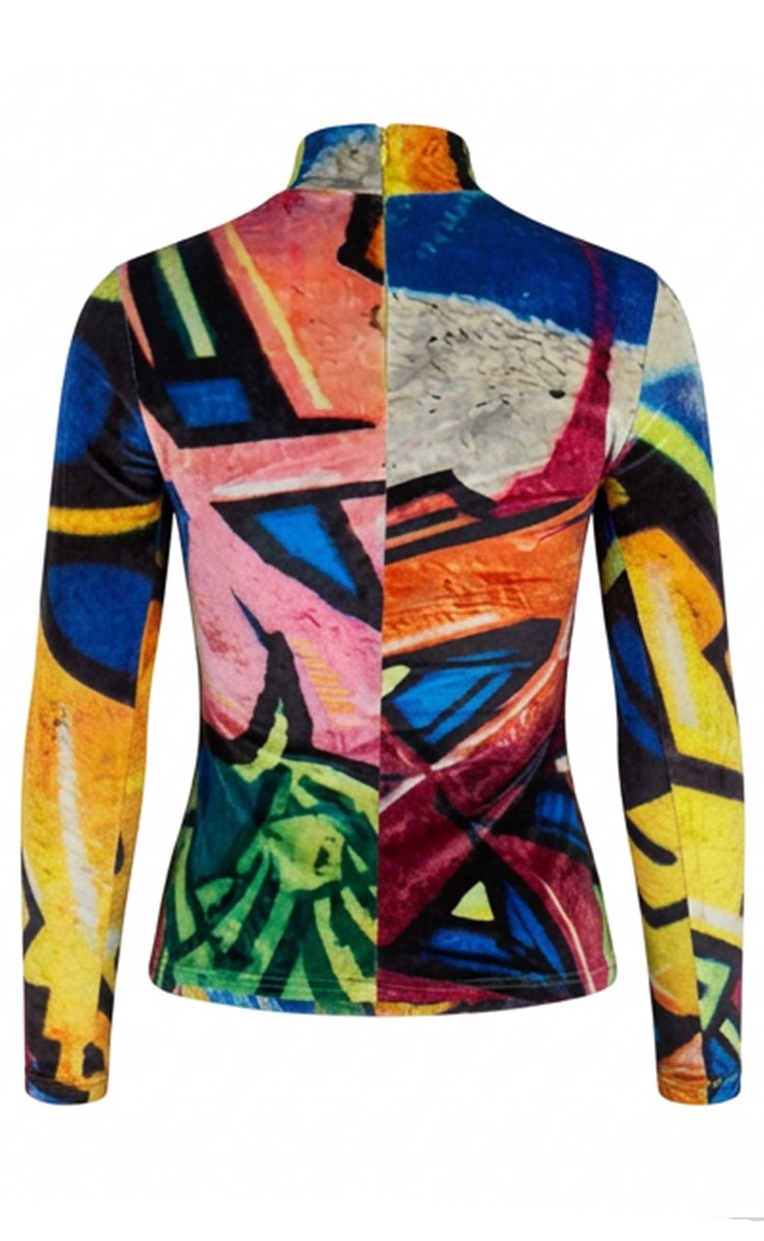 Grafitti Crushed Velvet Mock Neck Top