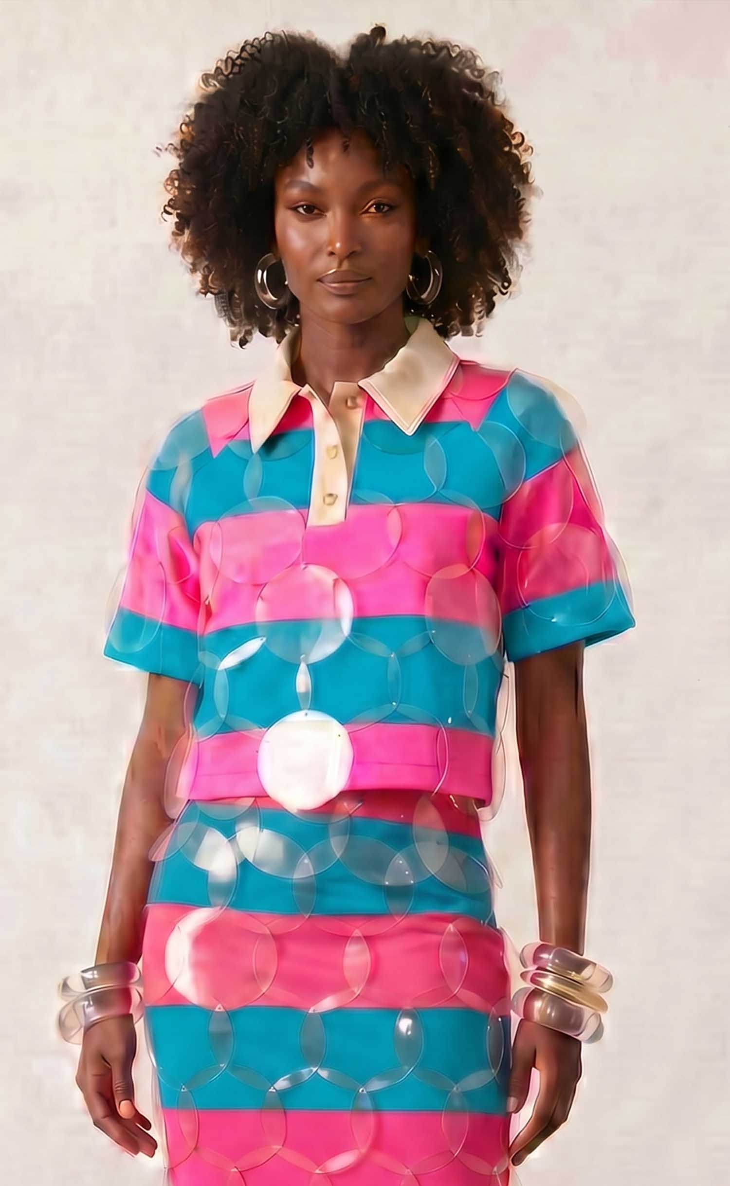 Hot Pink and Ocean Striped Bubbles Rugby