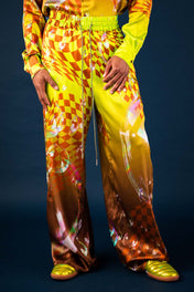 Kiwi Bubble Silk Drawstring Silk Pant