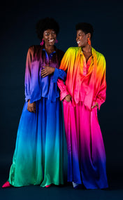 Cool Blue Ombré Silk Palazzo Pant