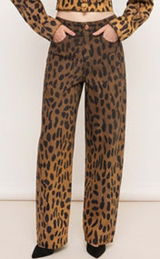 Ombre Leopard Barrel Denim Pant