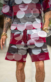 Chocolate Cherry Striped Bubbles Drawstring Shorts
