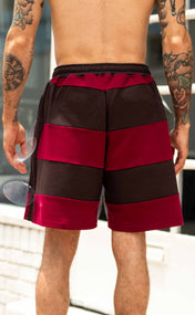 Chocolate Cherry Striped Bubbles Drawstring Shorts