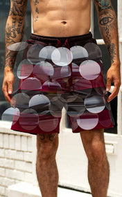 Chocolate Cherry Striped Bubbles Drawstring Shorts