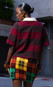 Maroon Plaid Check Power Skirt