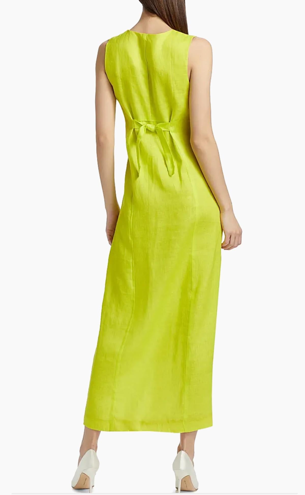 Neon Yellow Linen Maxi Vest