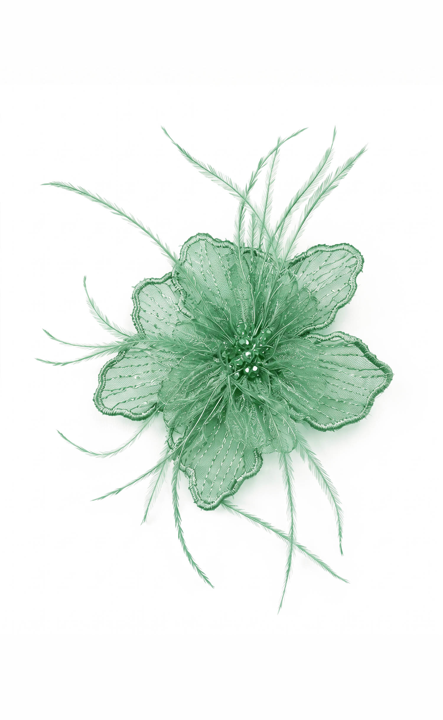 Mint Chiffon and Ostrich Flower Lapel Pin