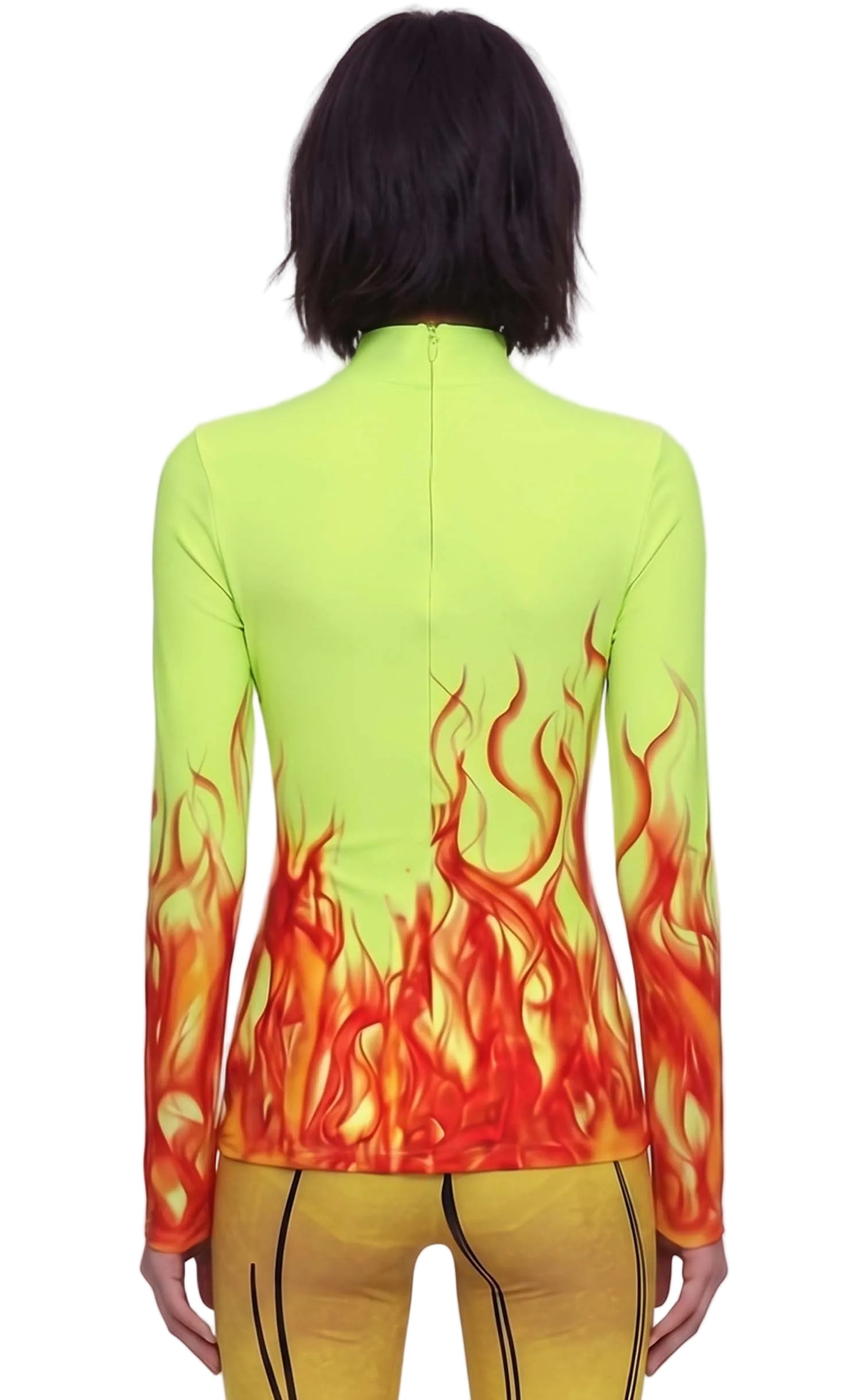 Neon Flame Mock Neck Top