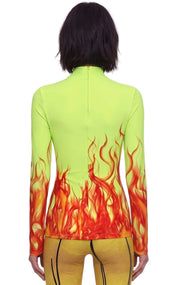 Neon Flame Mock Neck Top