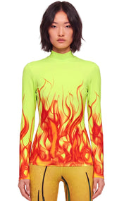 Neon Flame Mock Neck Top