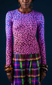 Pink Leopard Ombré Long Sleeve Tee