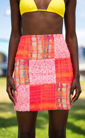 Orange Dream Tweed Power Skirt