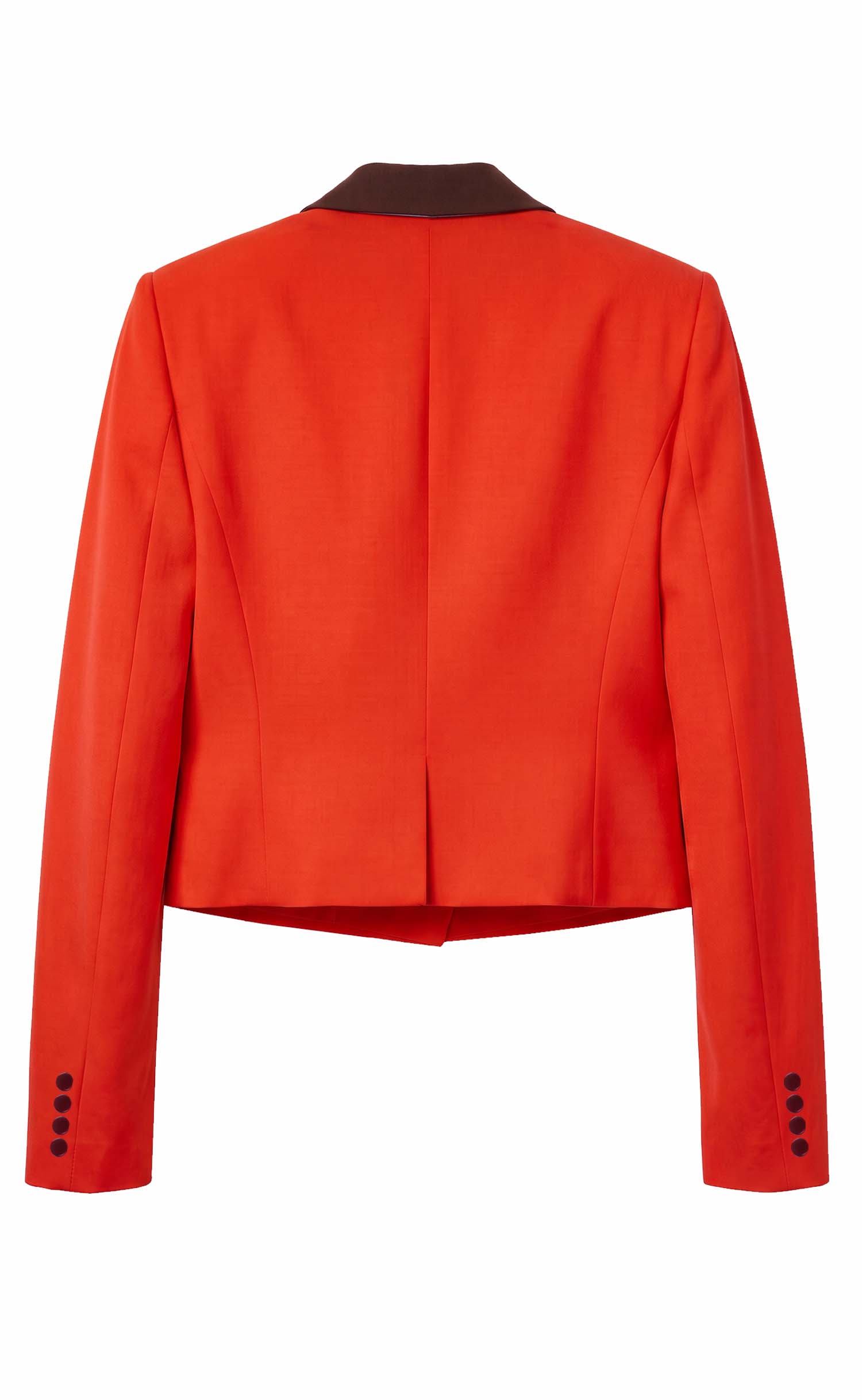 Tomato Red Color-Block Cropped Blazer