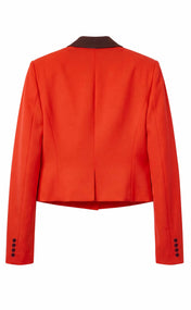 Tomato Red Color-Block Cropped Blazer