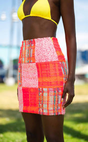 Orange Dream Tweed Power Skirt