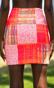 Orange Dream Tweed Power Skirt