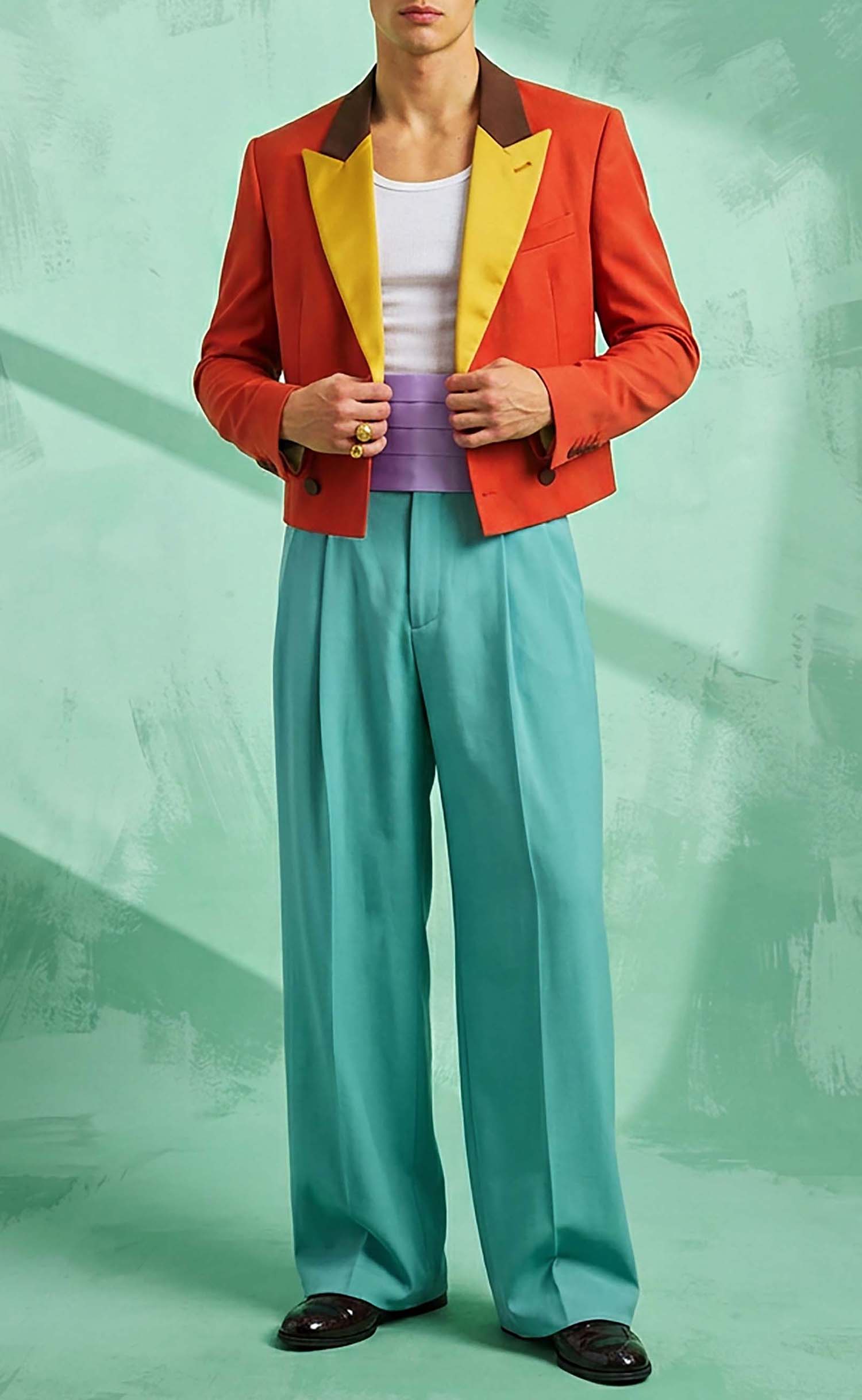 Turquoise High Waist Wide Leg Pant
