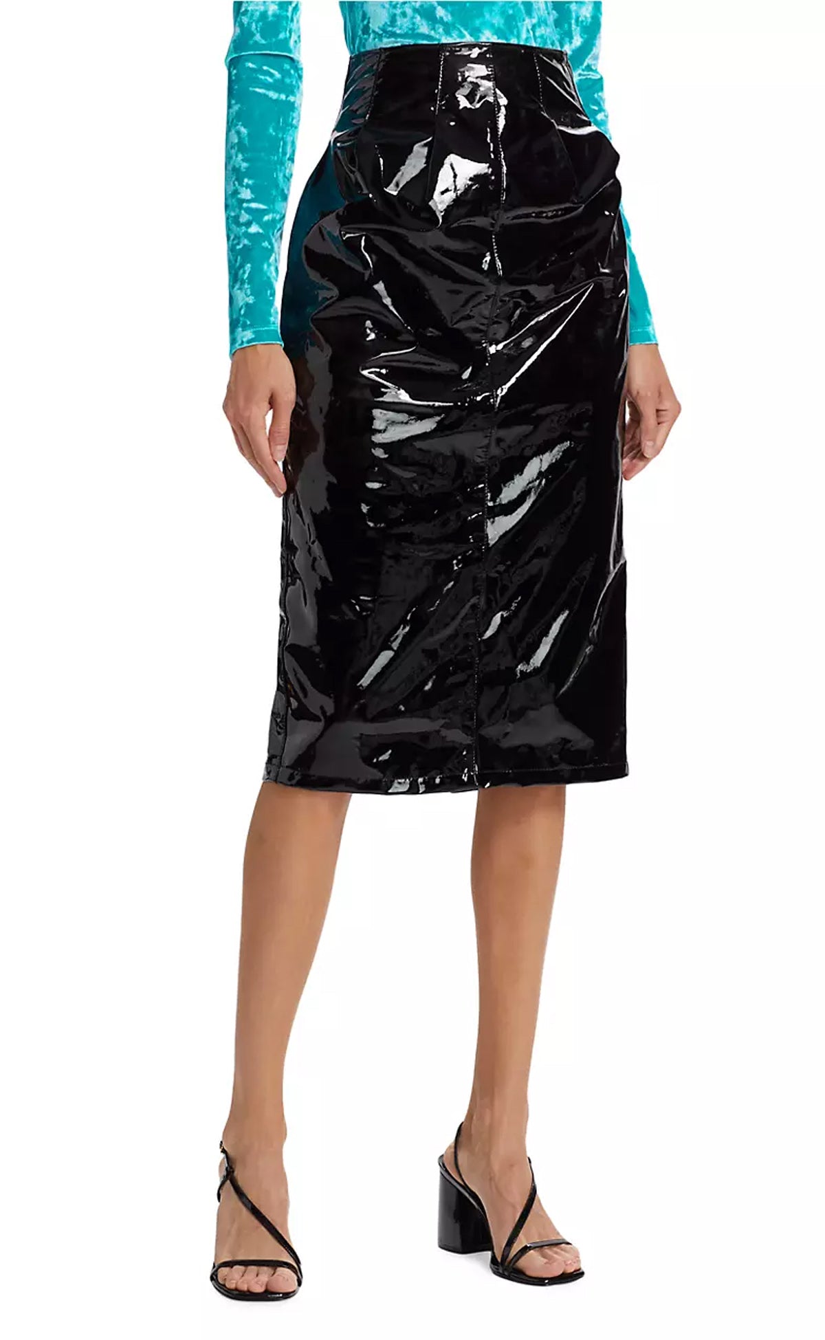 スカート Msgm Patent Leather Midi Skirt Black Patent Faux-Leather Midi Skirt by MSGM on Sale